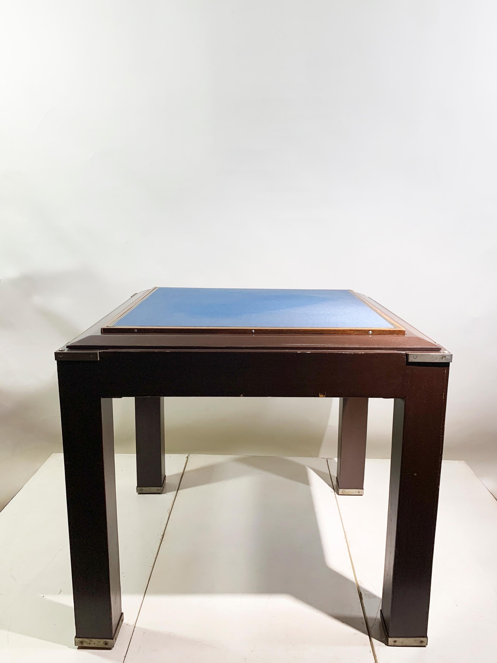 Vintage French Art Deco Game Table, Wood and Brass, Circa 1950 In Good Condition For Sale In Beirut, LB
