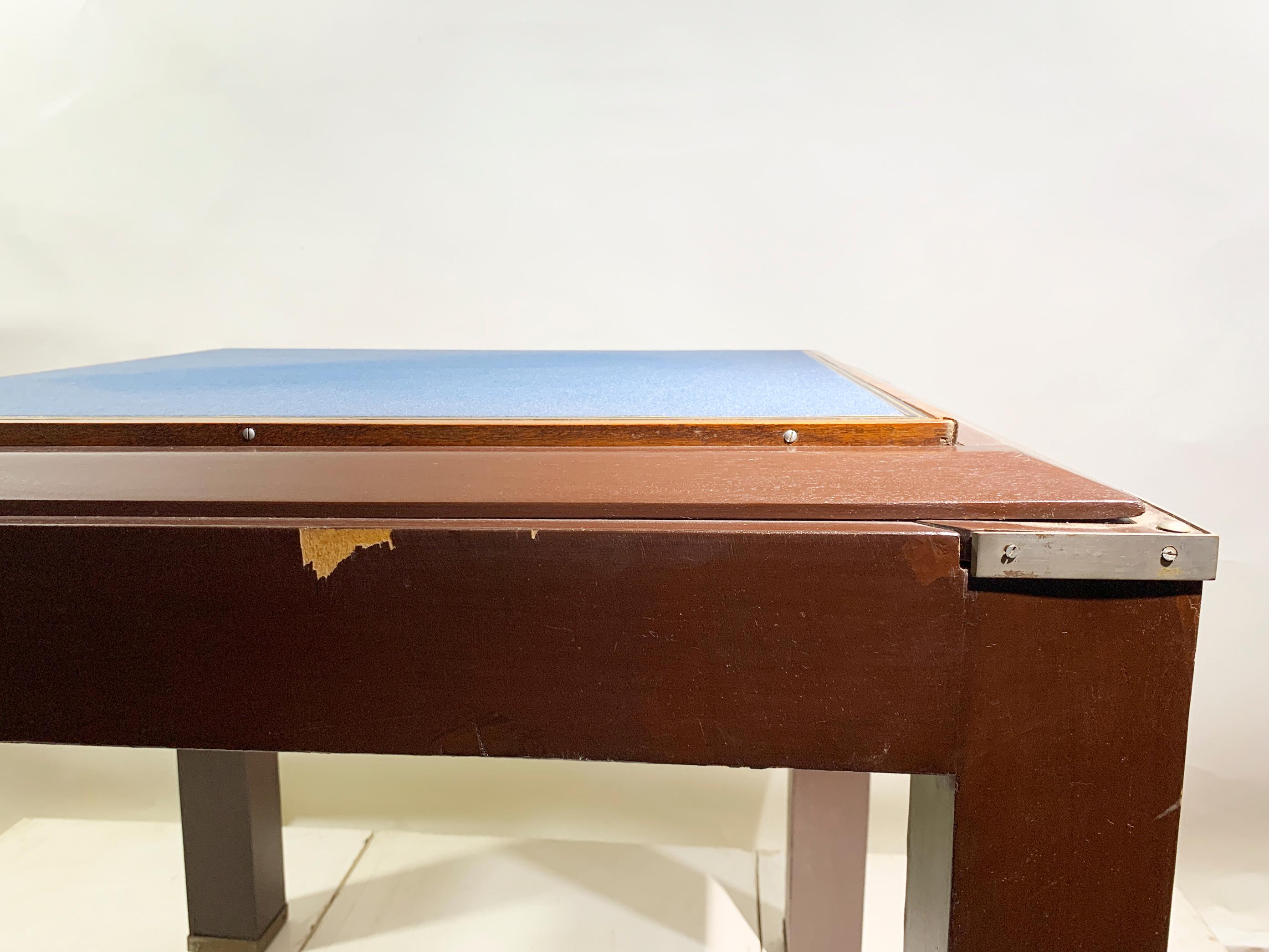 Vintage French Art Deco Game Table, Wood and Brass, Circa 1950 For Sale 1