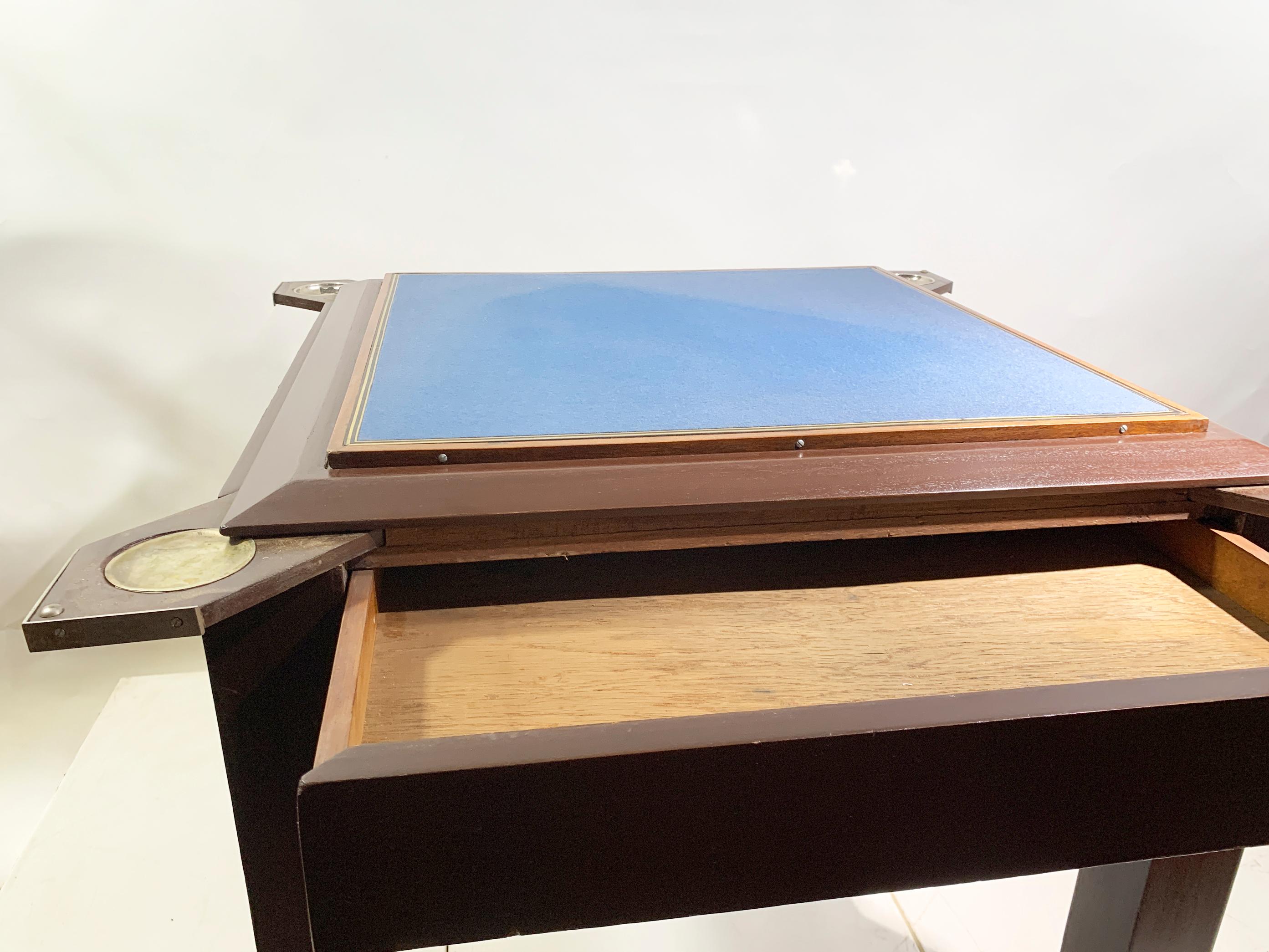 Vintage French Art Deco Game Table, Wood and Brass, Circa 1950 For Sale 4