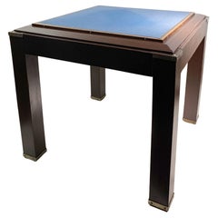 Vintage French Art Deco Game Table, Wood and Brass, Circa 1950