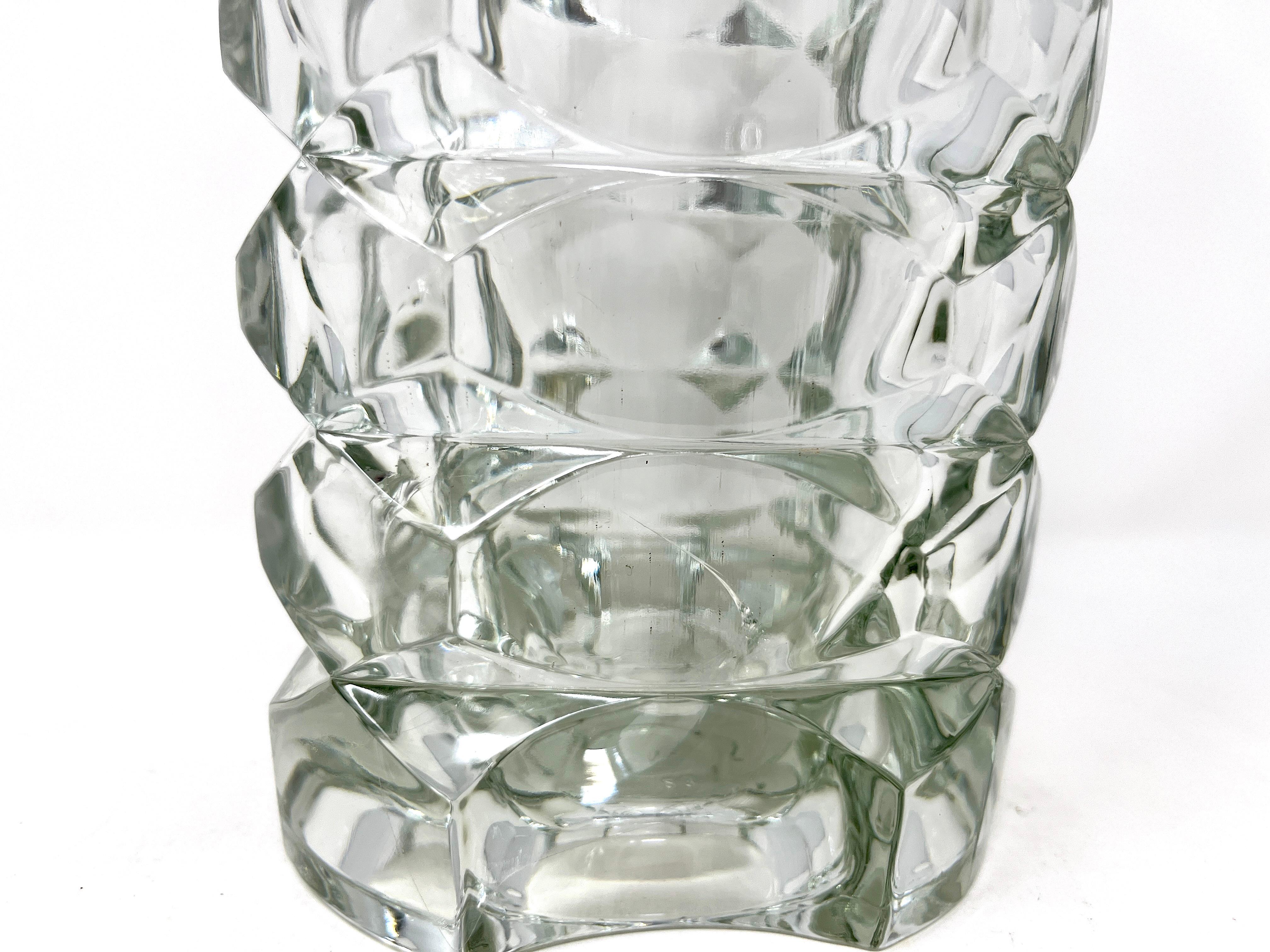 Vaso alto in vetro geometrico francese Art Déco Windsor di Luminarc, anni '70 in vendita 3