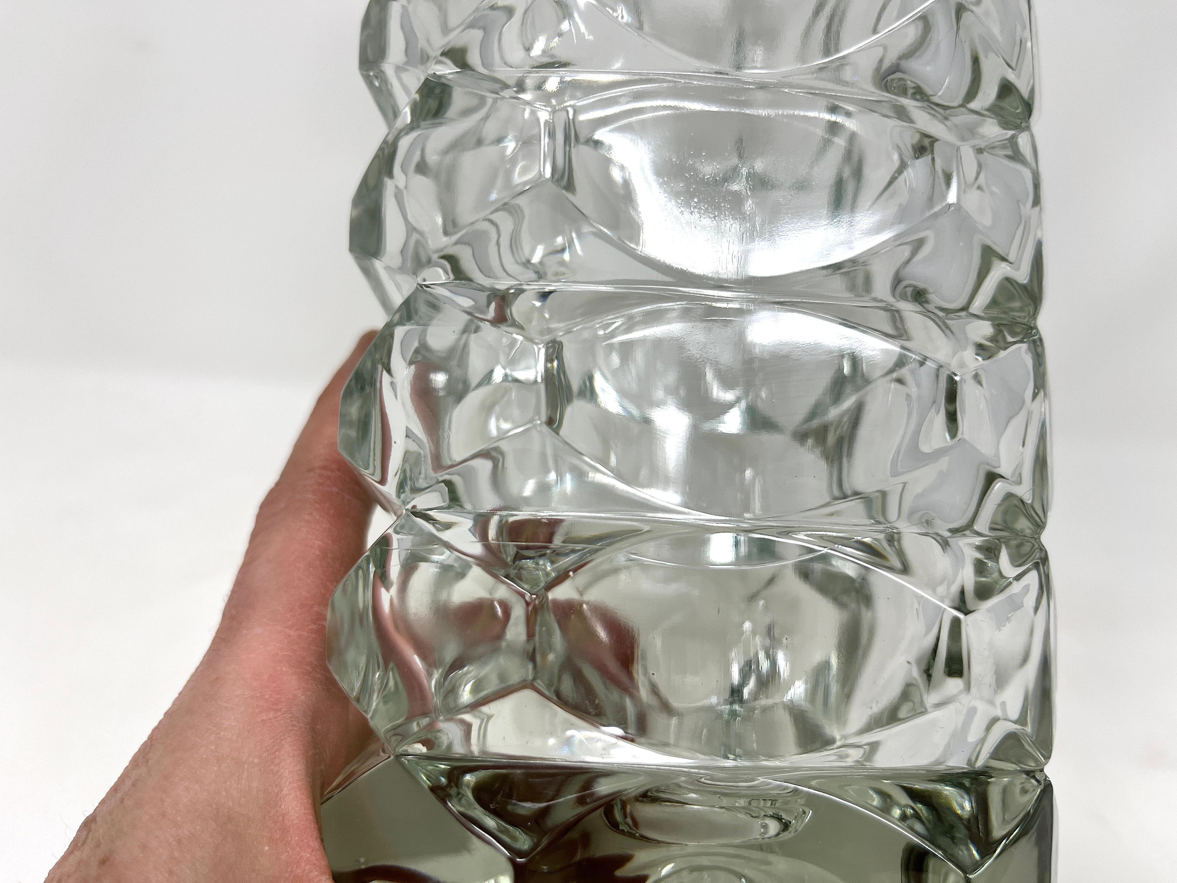 Vaso alto in vetro geometrico francese Art Déco Windsor di Luminarc, anni '70 in vendita 4