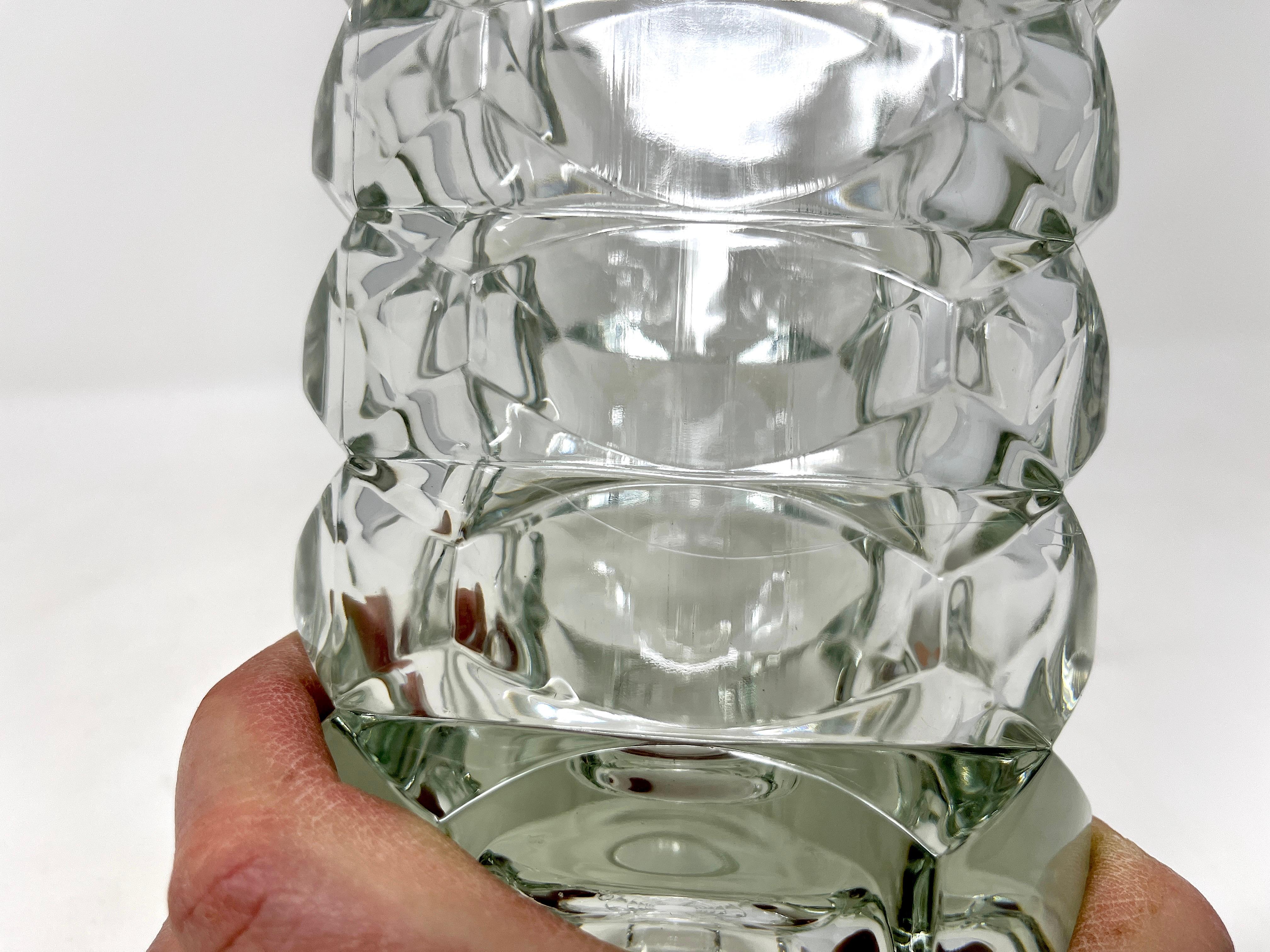 Vaso alto in vetro geometrico francese Art Déco Windsor di Luminarc, anni '70 in vendita 5