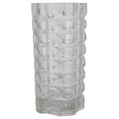 Vintage French Art deco Geometric Glass Windsor Tall Vase from Luminarc, 1970s