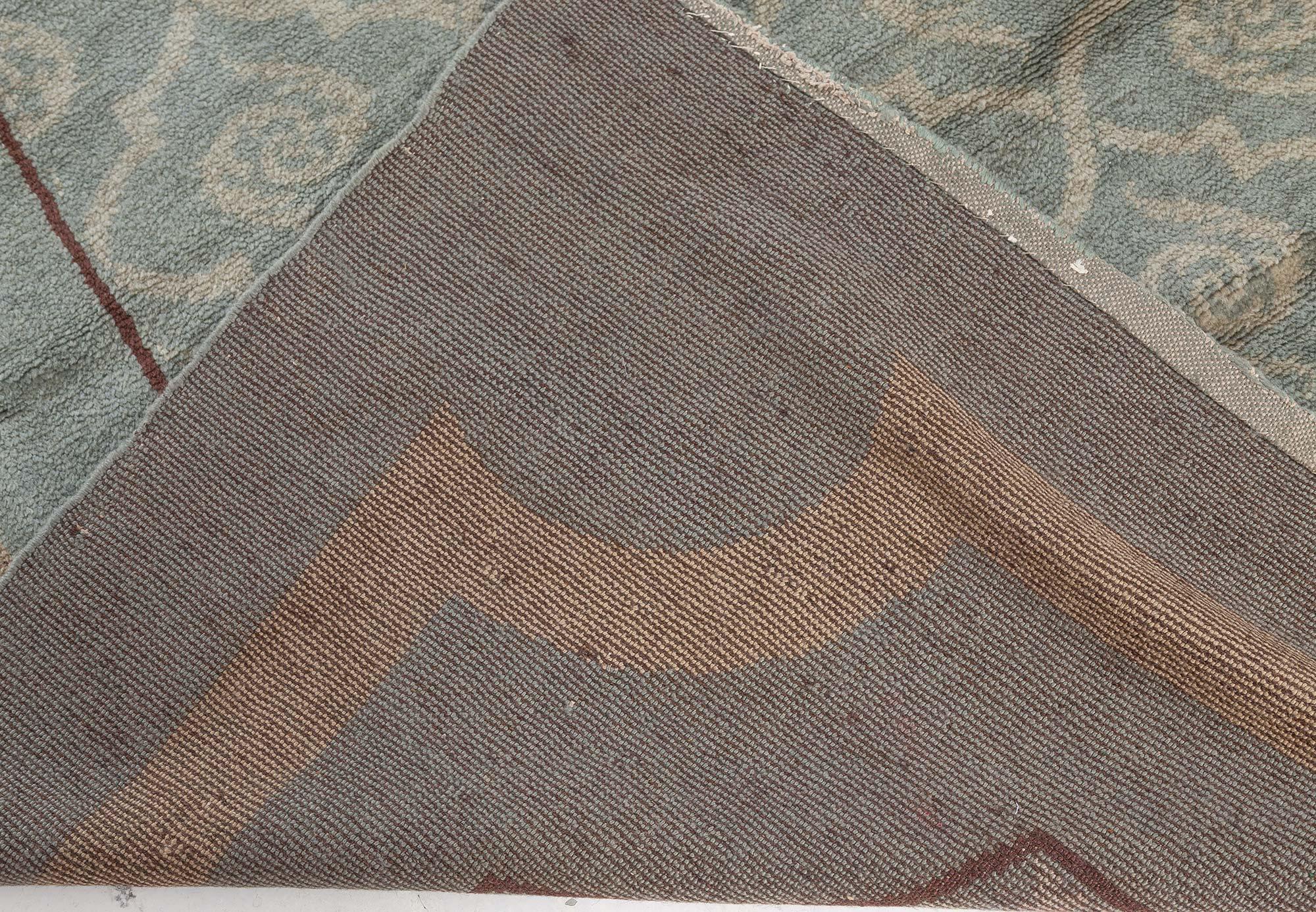 Vintage French Art Deco Handwoven Wool Rug For Sale 2