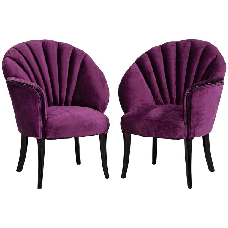 Vintage French Art Deco His and Hers Chanel Back Parlor Chairs For Sale at 1stDibs