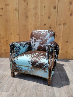 Vintage French Art Deco His & Hers Club Chairs Newly Upholstered - Set of 2