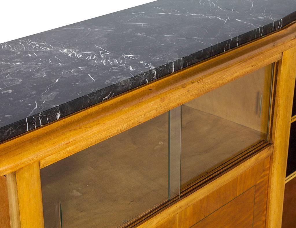 Vintage French Art Deco Marble Top Sideboard Cocktail Bar Cabinet 1