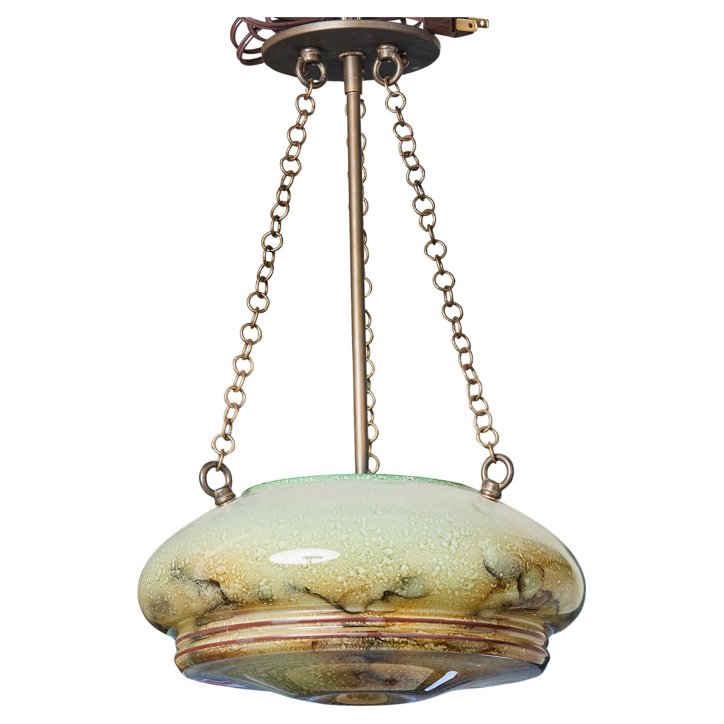 Colgante de cristal jaspeado Art Decó francés vintage