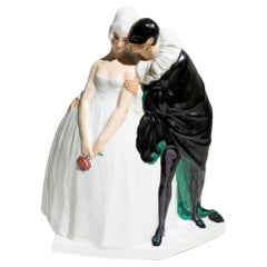 Französische Art-déco-Figurenskulptur „Masked Ball“ im Vintage-Stil, signiert „ L.LEYRITZ“