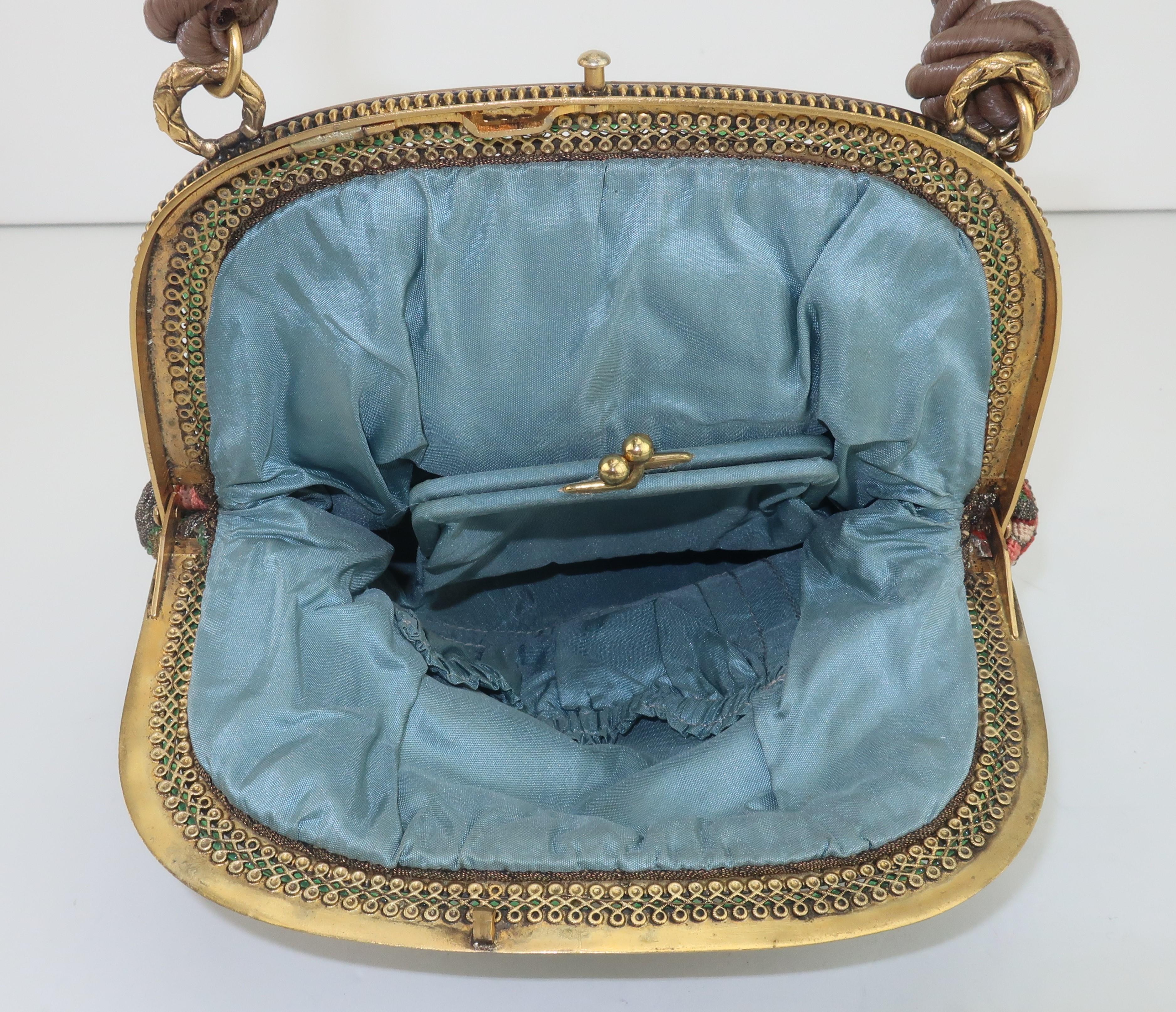 Vintage French Art Deco Metallic Petit Point Handbag 2