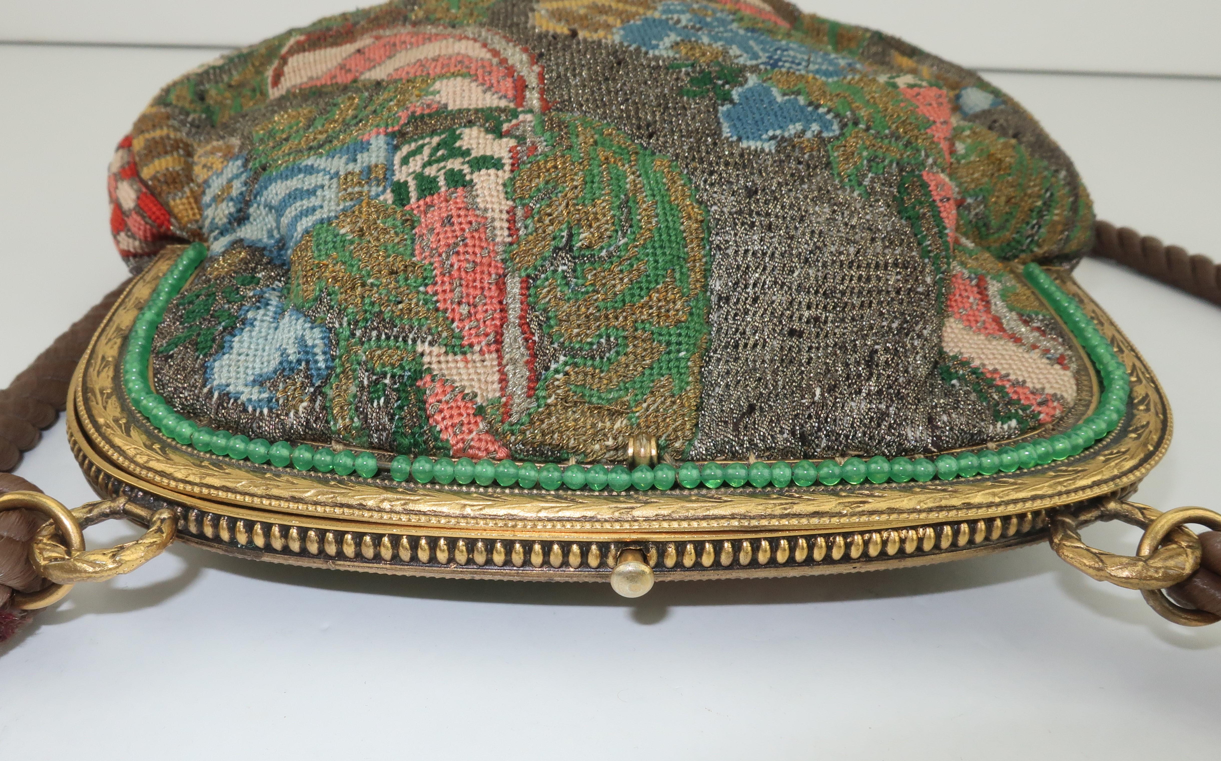 Vintage French Art Deco Metallic Petit Point Handbag 1