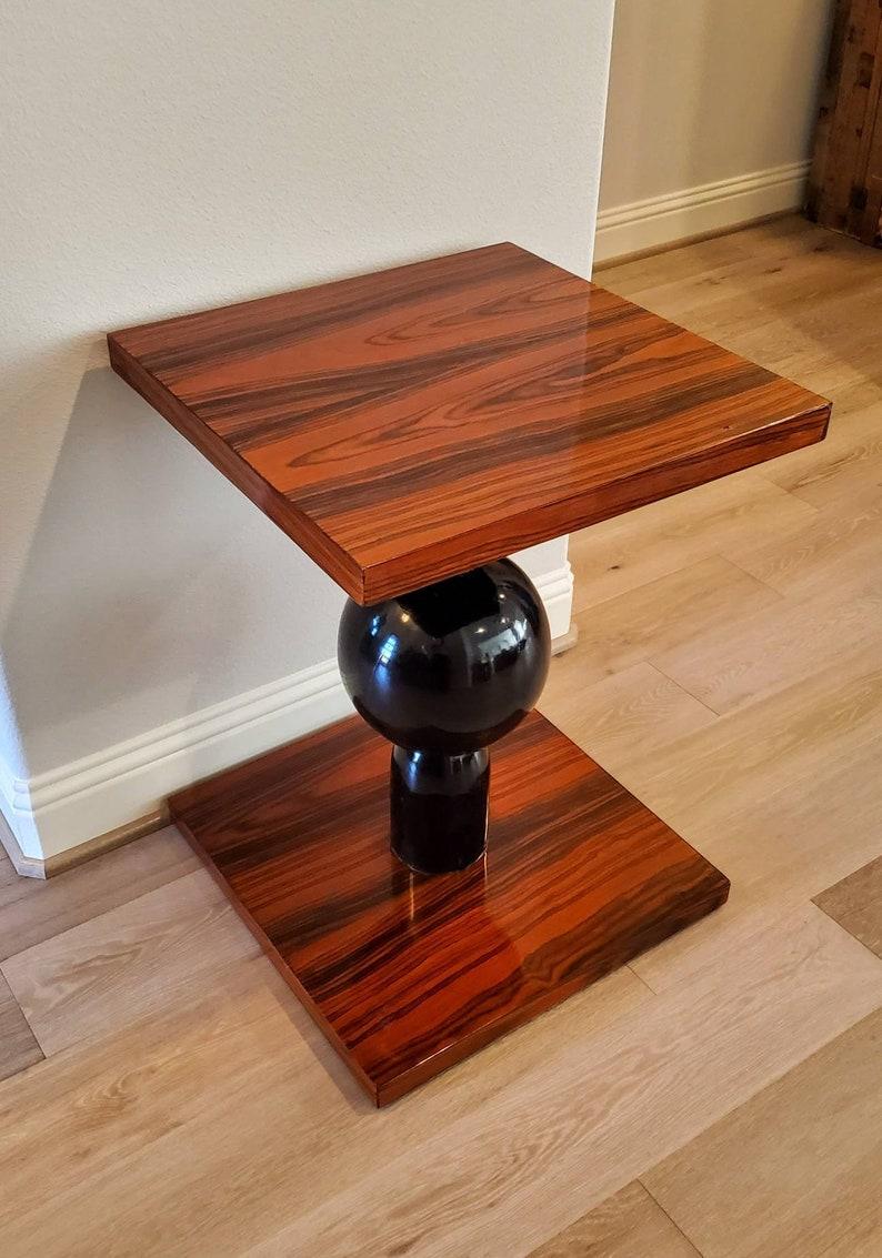 Vintage French Art Deco Modern Madagascar Ebony Orb Pedestal Table In Good Condition For Sale In Forney, TX