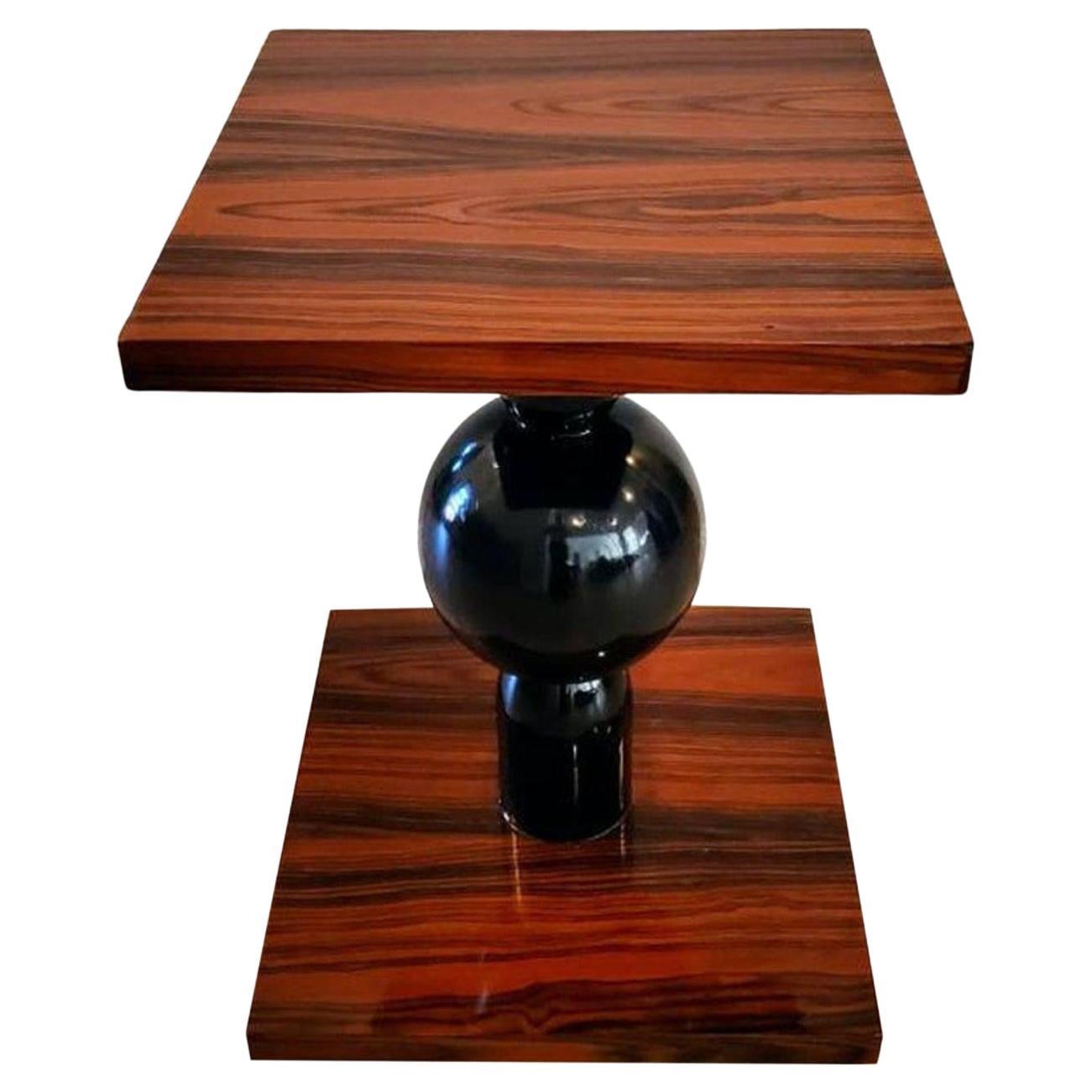 Vintage French Art Deco Modern Madagascar Ebony Orb Pedestal Table