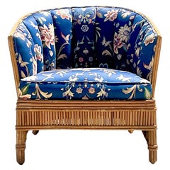 Vintage French Art Deco Pencil Reed Lounge Chair