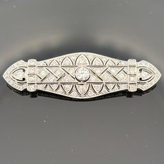 Vintage French Art Deco Platinum 3.90ctw Diamond Brooch