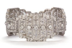 Vintage French Art Deco Platinum and Diamond Bracelet 7.44 Carat
