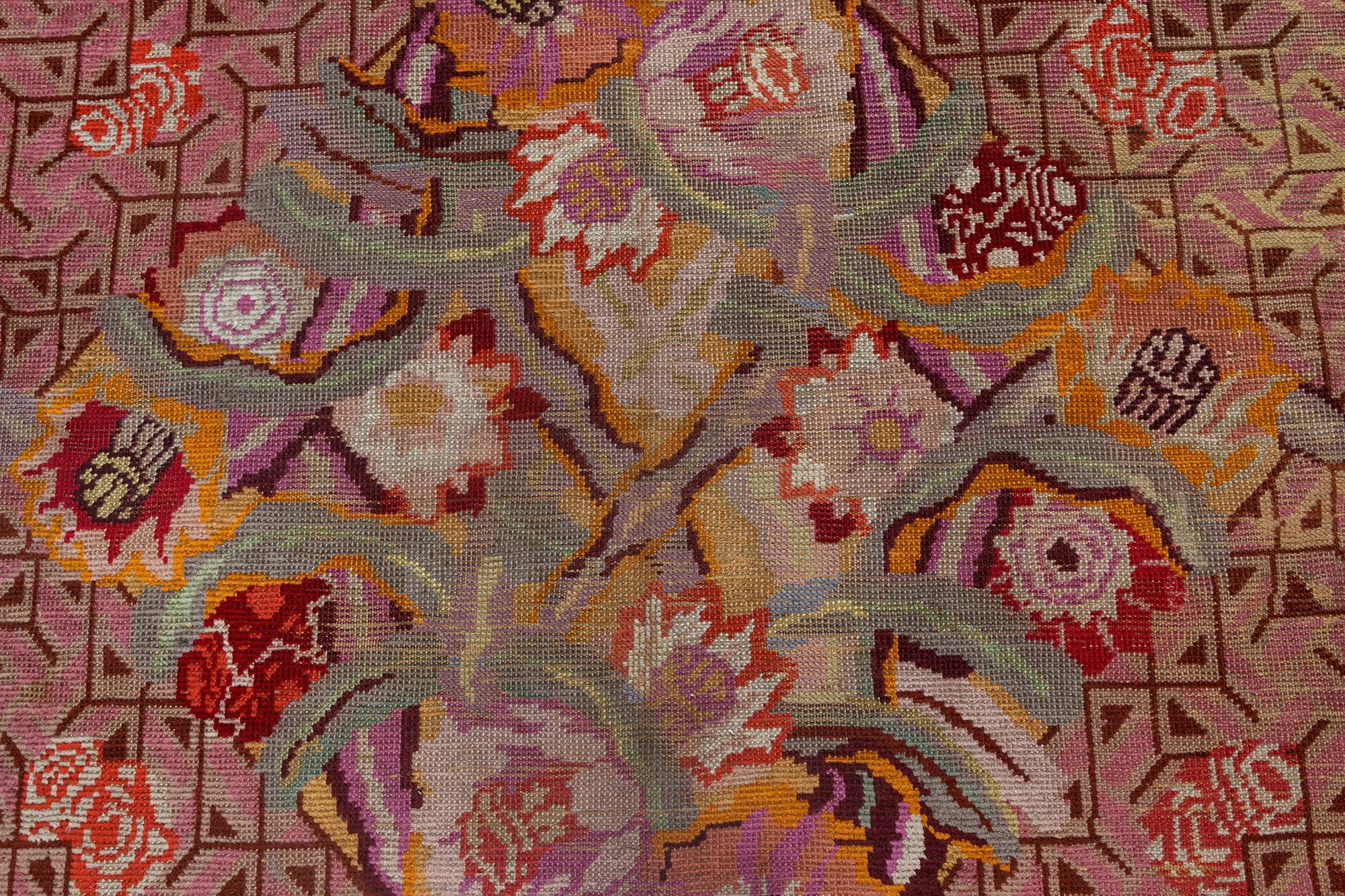 Lana Tappeto vintage in stile Art Déco francese disegnato da Jules Coudyser da Doris Leslie Blau in vendita