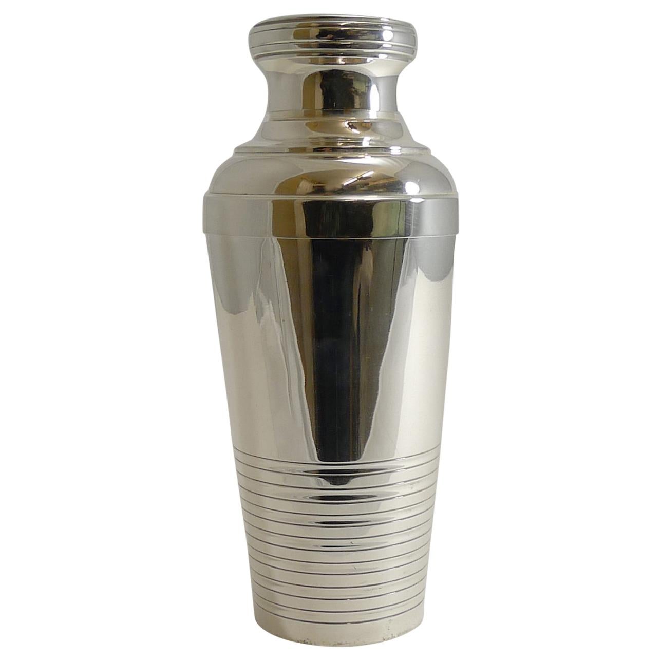 Vintage French Art Deco Silver Plated Cocktail Shaker, circa 1930