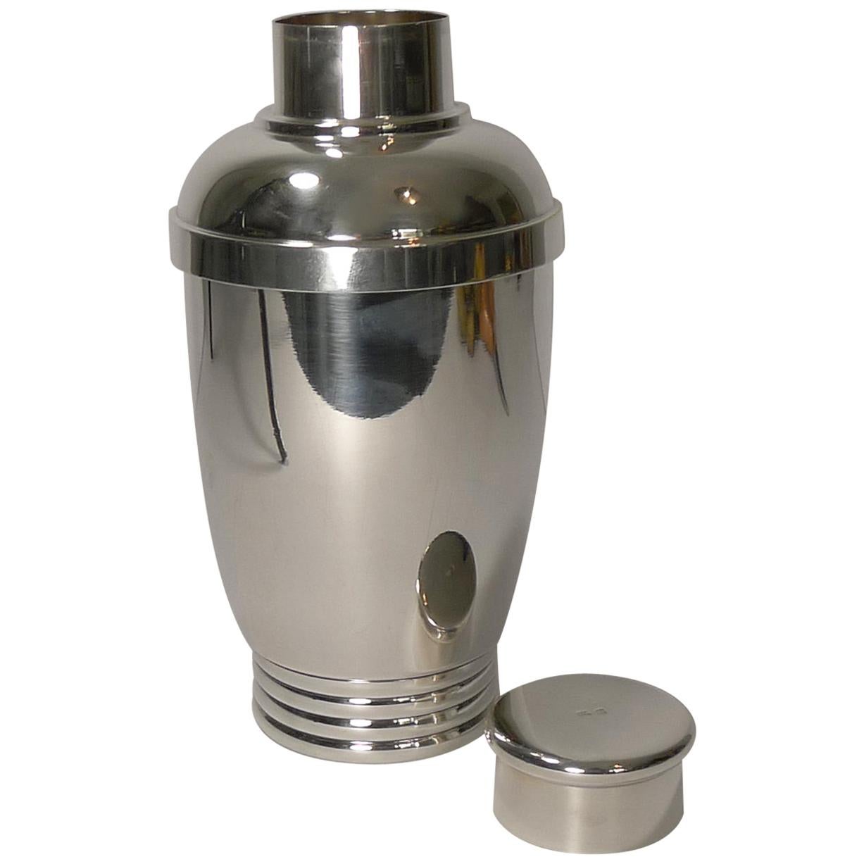 Vintage French Art Deco Silver Plated Cocktail Shaker, circa 1930