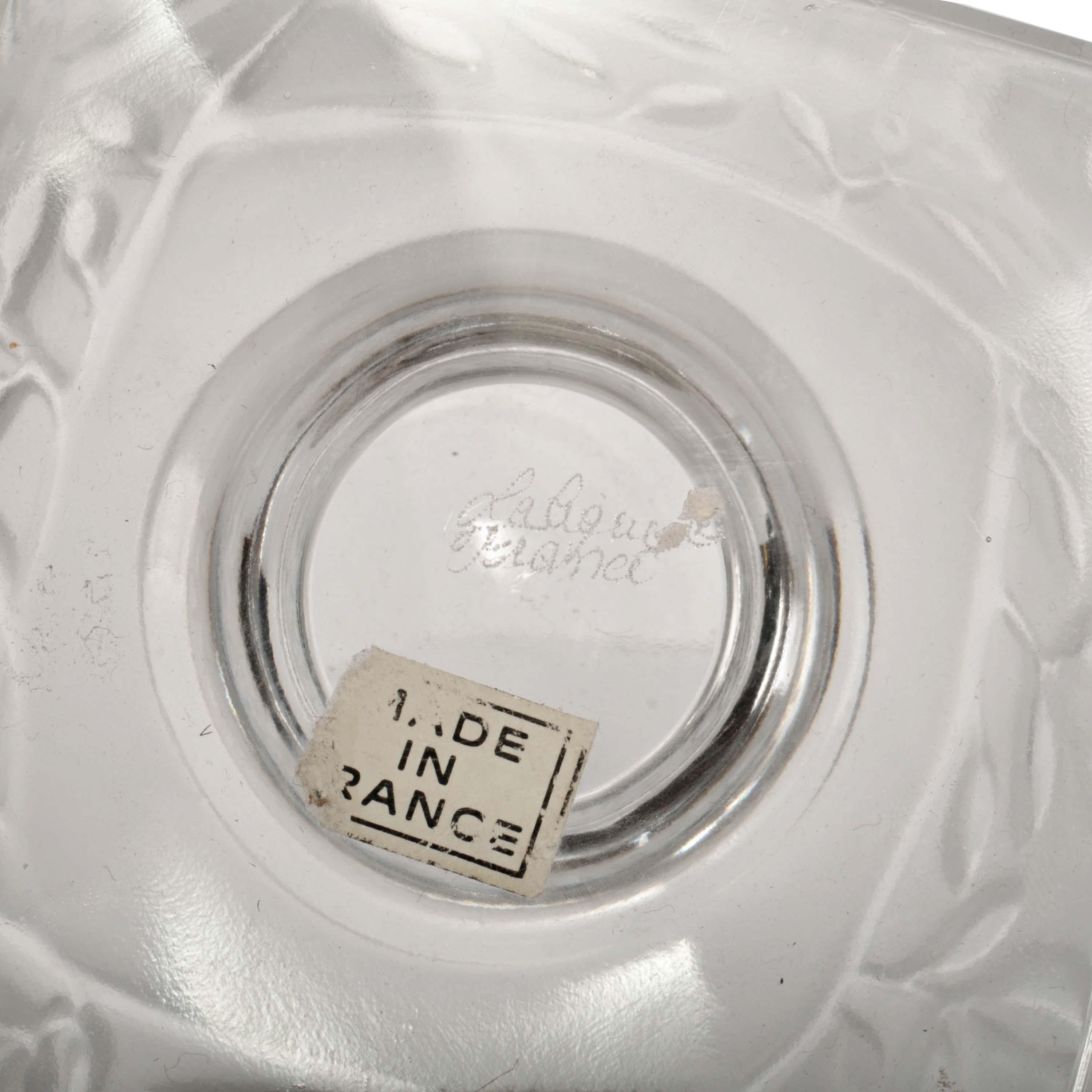Vintage Francés Estilo Art Deco Lalique Elisabeth Jarrón de Cristal Coupe Firmado en venta 5