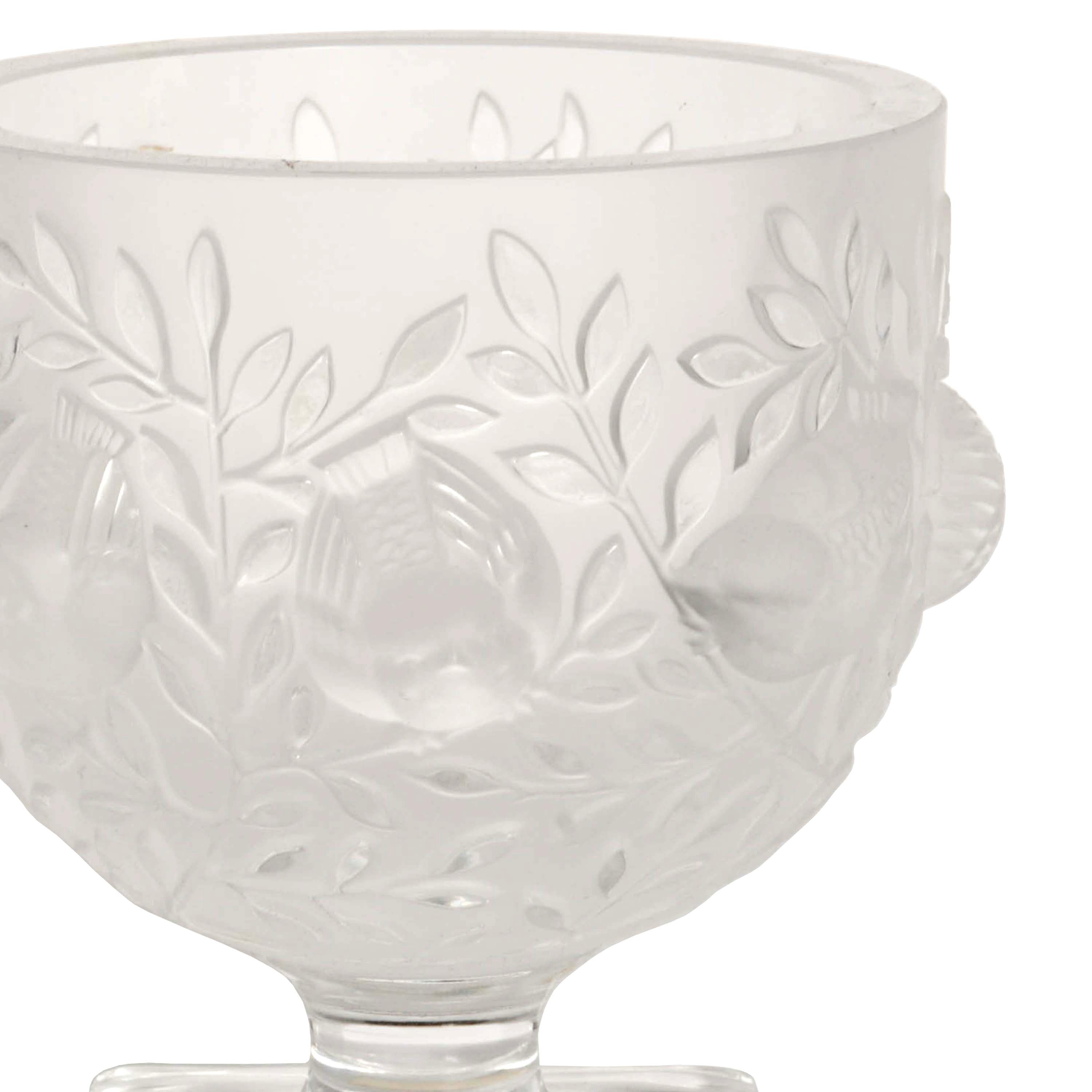 20th Century Vintage French Art Deco Style Lalique Elisabeth Crystal Glass Vase Coupe Signed For Sale