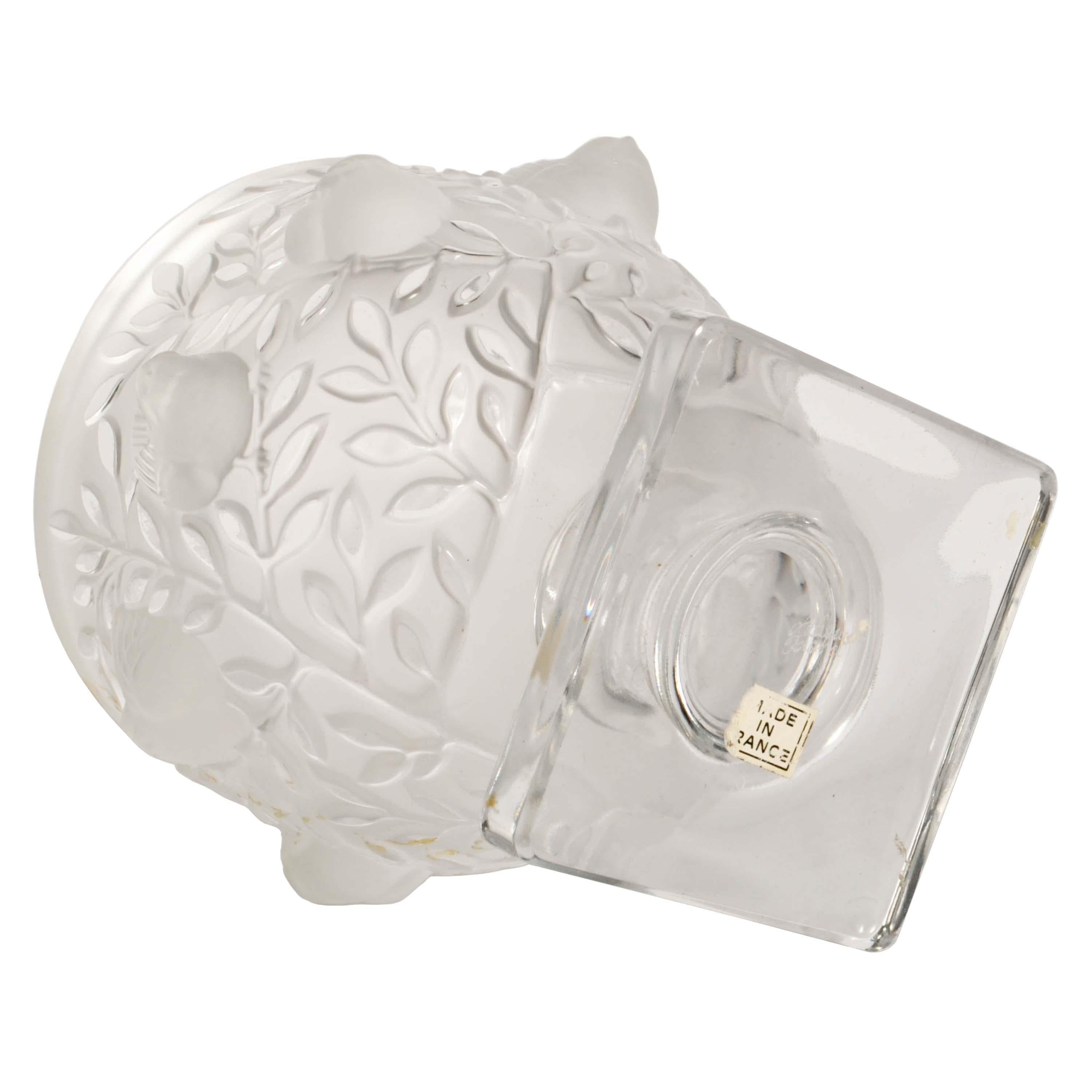 Vintage French Art Deco Style Lalique Elisabeth Crystal Glass Vase Coupe Signed For Sale 1