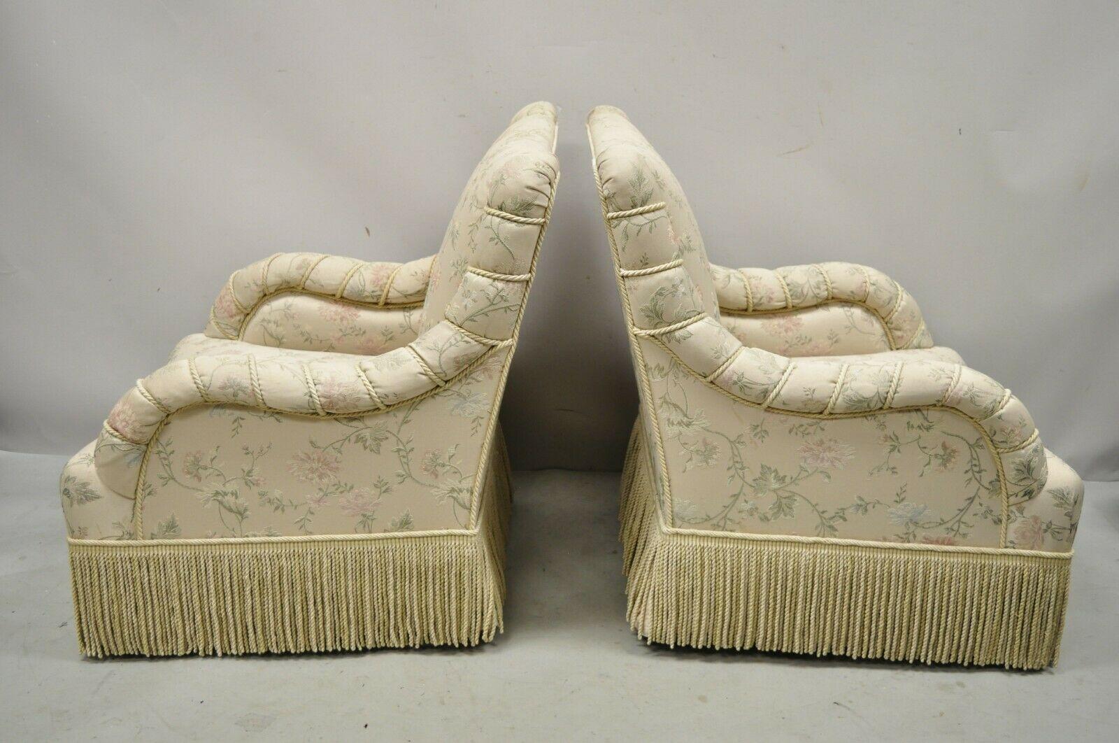 American Vintage French Art Deco Style Rolled Arm Pink Gold Club Lounge Chairs, a Pair For Sale