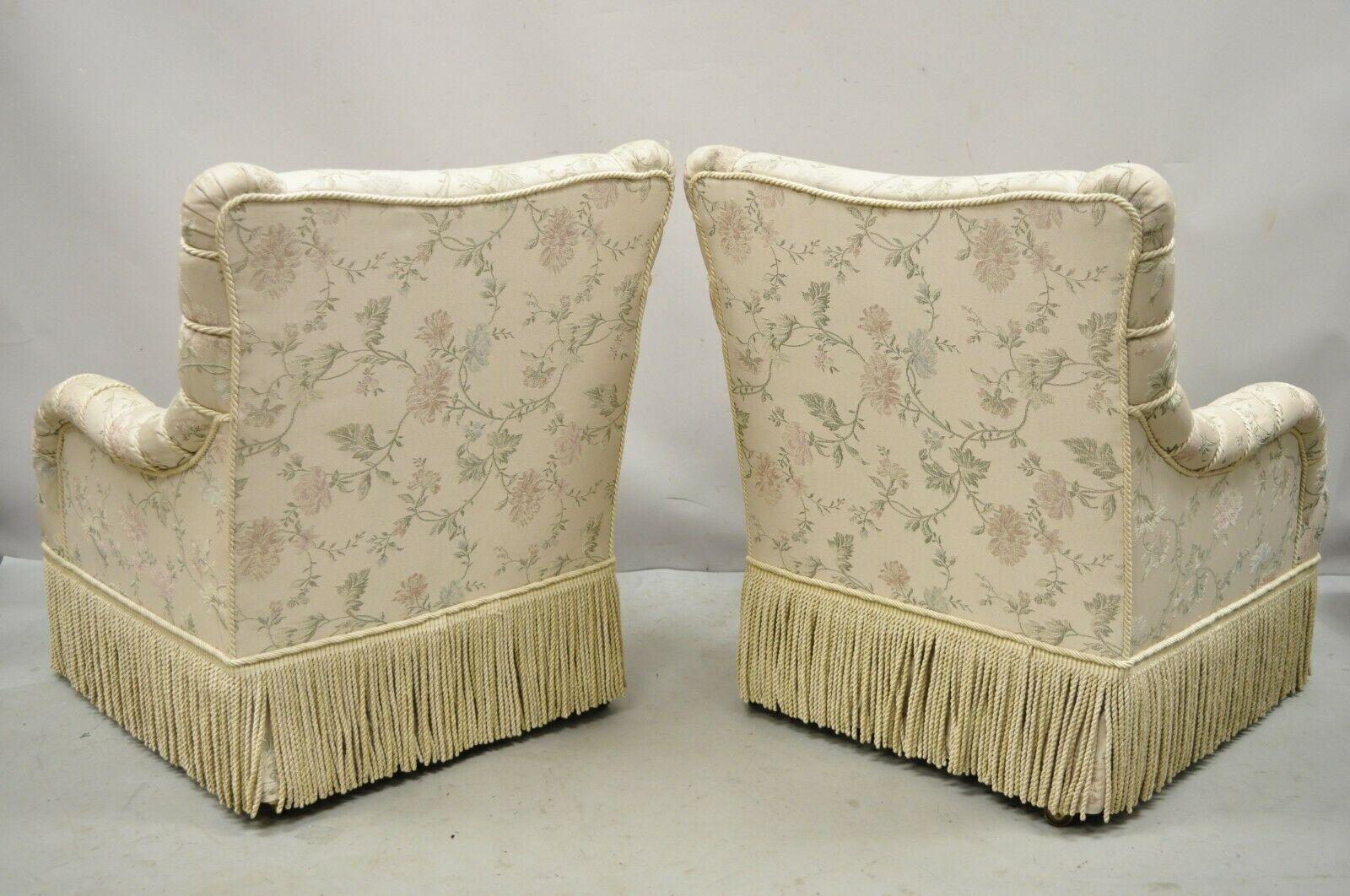 Vintage French Art Deco Style Rolled Arm Pink Gold Club Lounge Chairs, a Pair For Sale 2