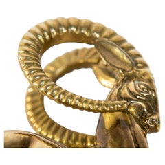 Vintage French Art Deco Style Sculpture of Brass Ibex Antelope