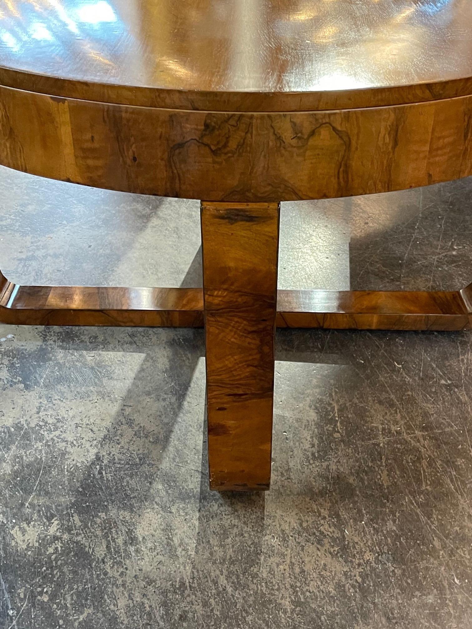 Vintage French Art Deco Style Walnut Center Table 1