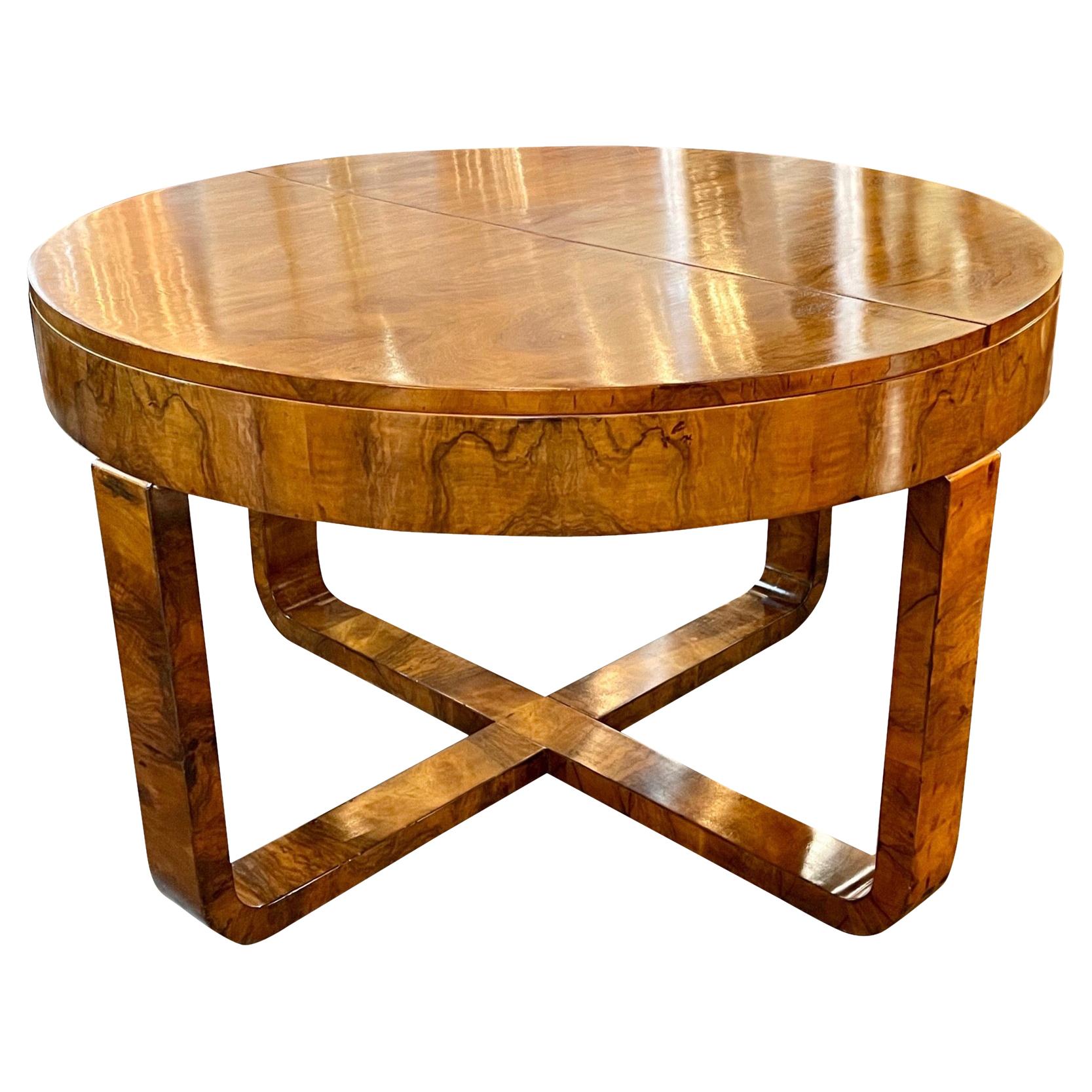 Vintage French Art Deco Style Walnut Center Table