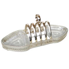 Vintage French Art Deco Toast Rack with Jam and Butter Dishes