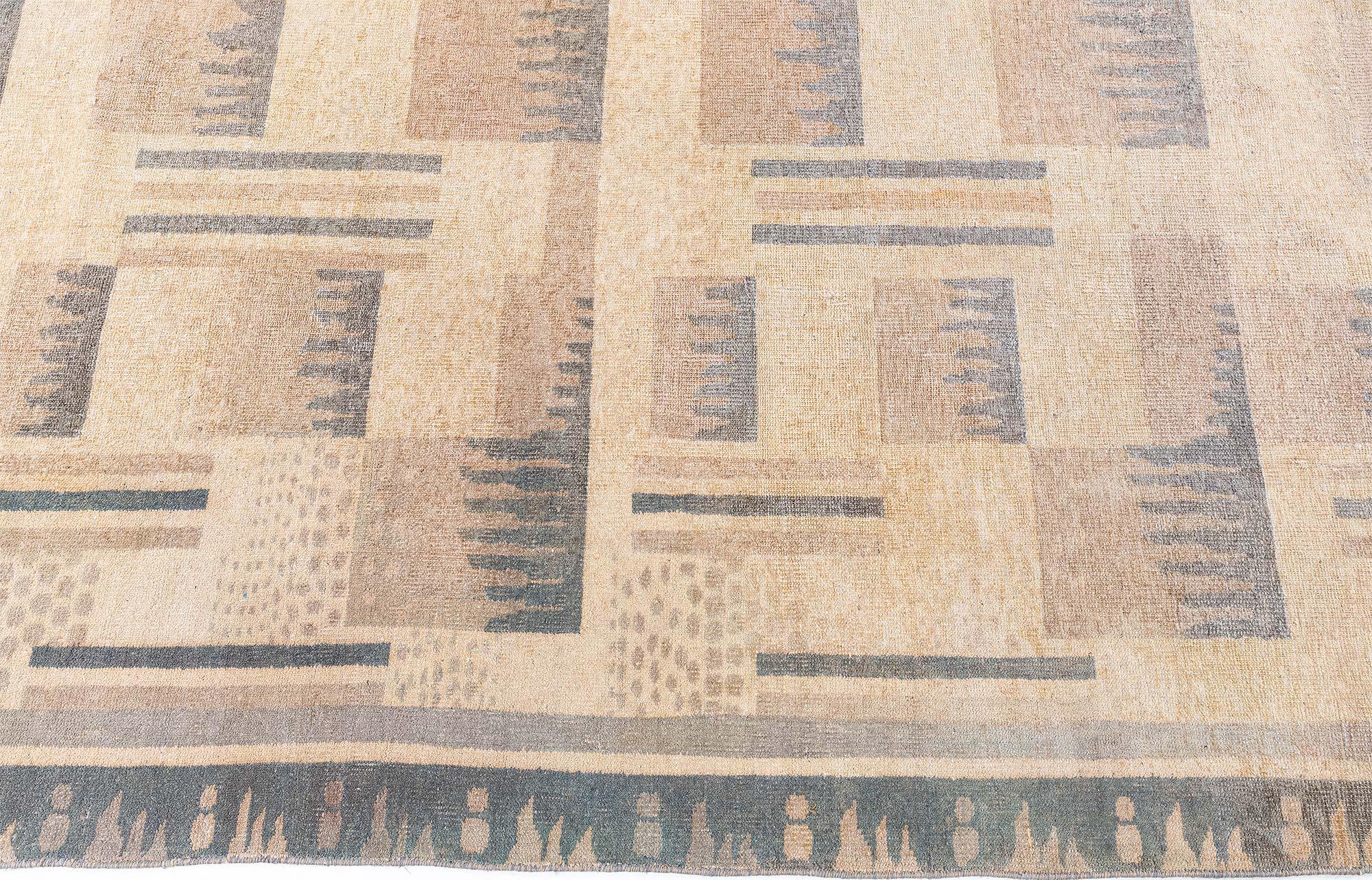 Vintage French Art Deco Wool Rug – Geometric Elegance with Subtle Sophistication, Doris Leslie Blau
Size: 9'1