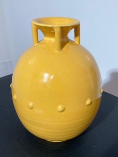 Vintage French Art Deco Yellow Glazed Vase Primavera