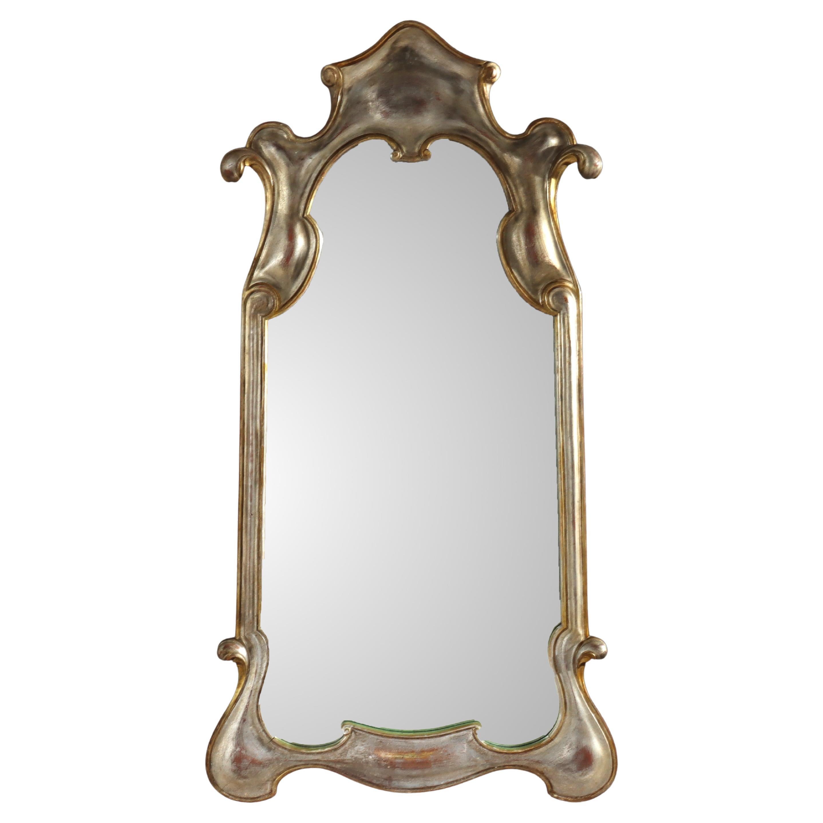 Vintage French Art Nouveau Gilt Wood Mirror Unsigned 20thC