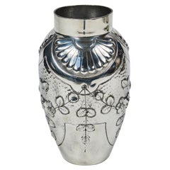 Vintage French Art Nouveau Pewter Vase by A. Villien