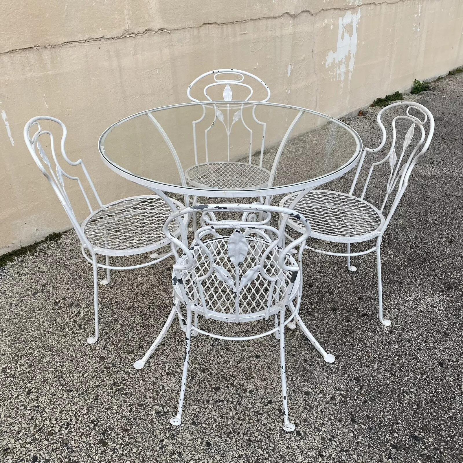Ensemble de salle à manger de jardin en fer forgé de style Art Nouveau français - 5 pièces en vente 4