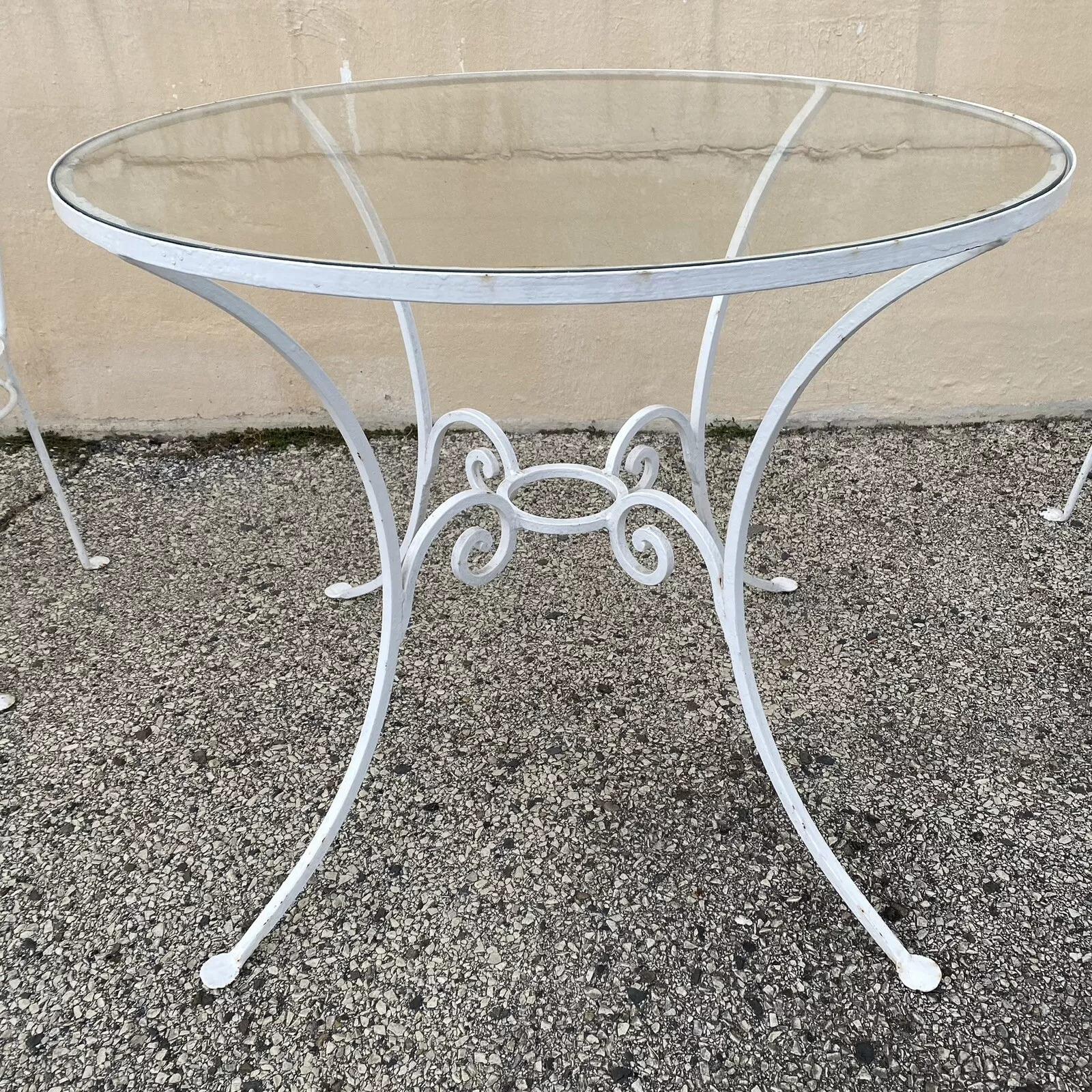 Inconnu Ensemble de salle à manger de jardin en fer forgé de style Art Nouveau français - 5 pièces en vente