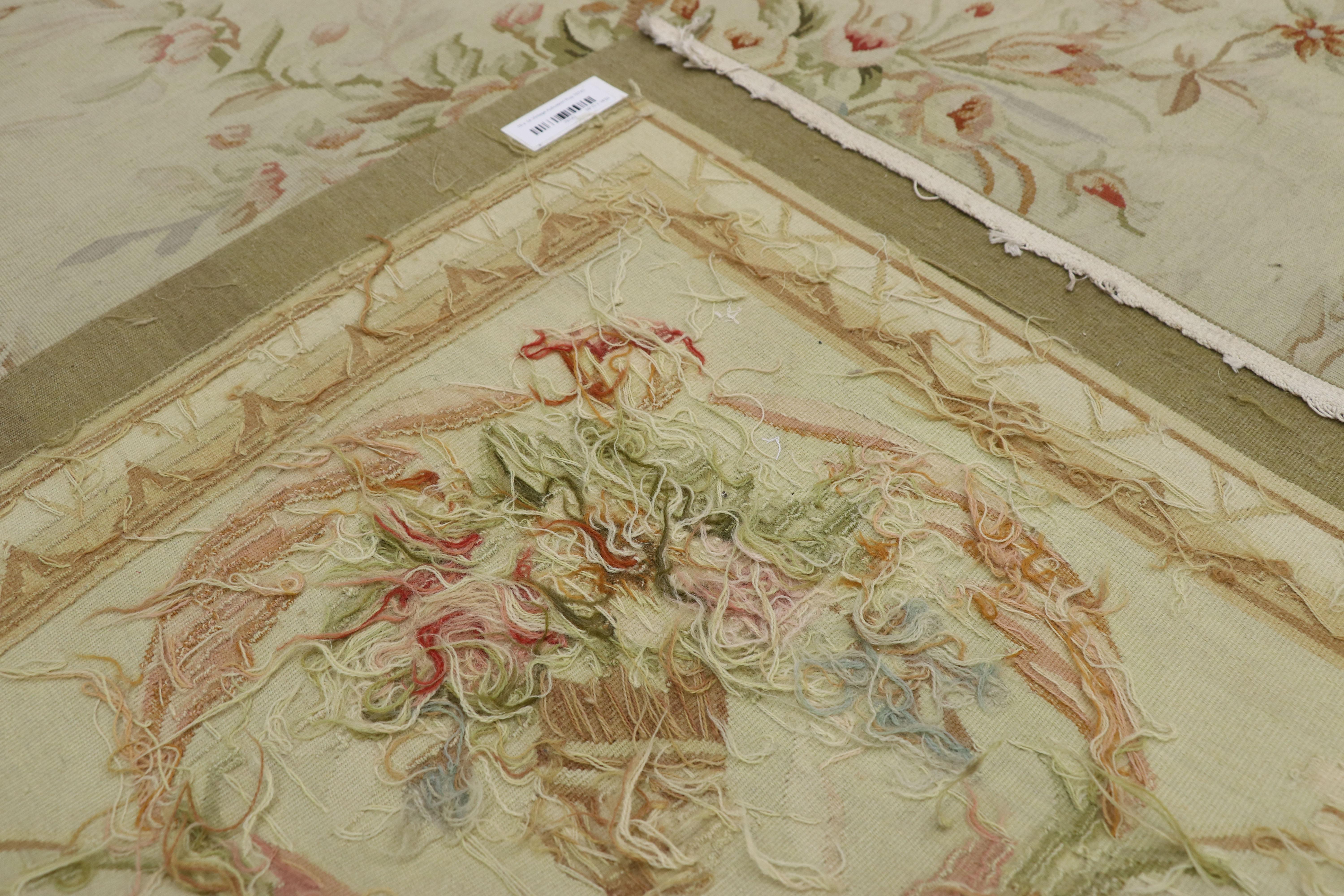 Vintage French Aubusson Chinese Area Rug with Chintz Victorian Style 5