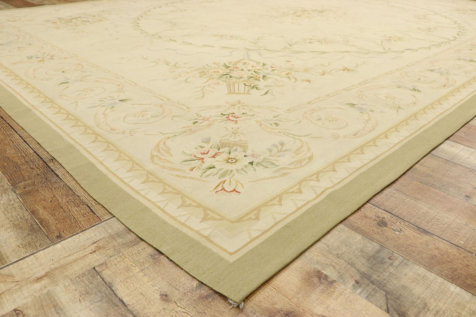 20th Century Vintage French Aubusson Chinese Area Rug with Chintz Victorian Style