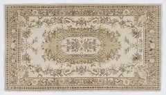 4x7 ft Vintage French Aubusson Inspired Wool Hand-knotted Rug in Soft Colors