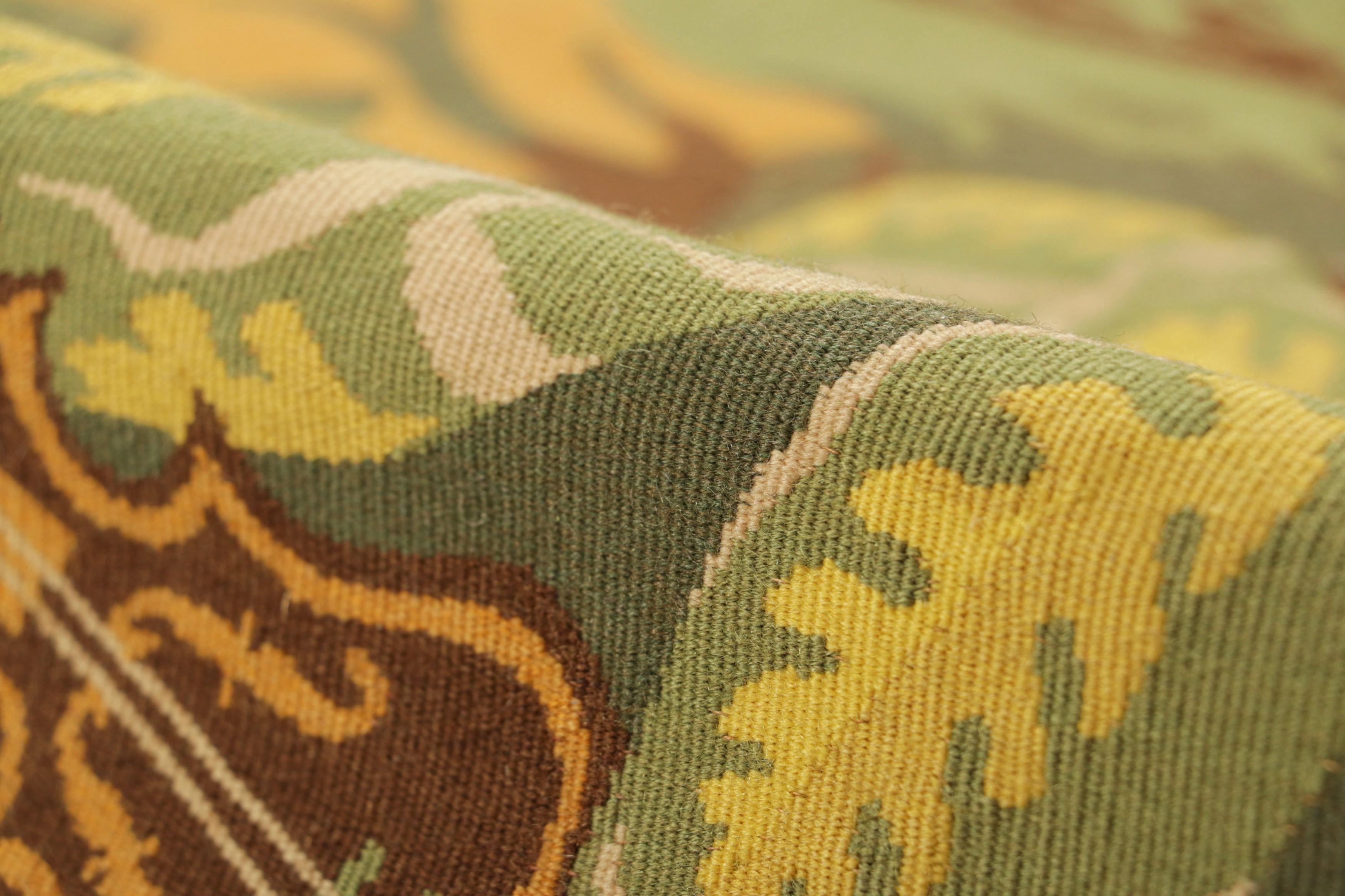 Vintage French Aubusson Mandaroux Tapestry in Green with Pictorial  Rug & Kilim For Sale 2
