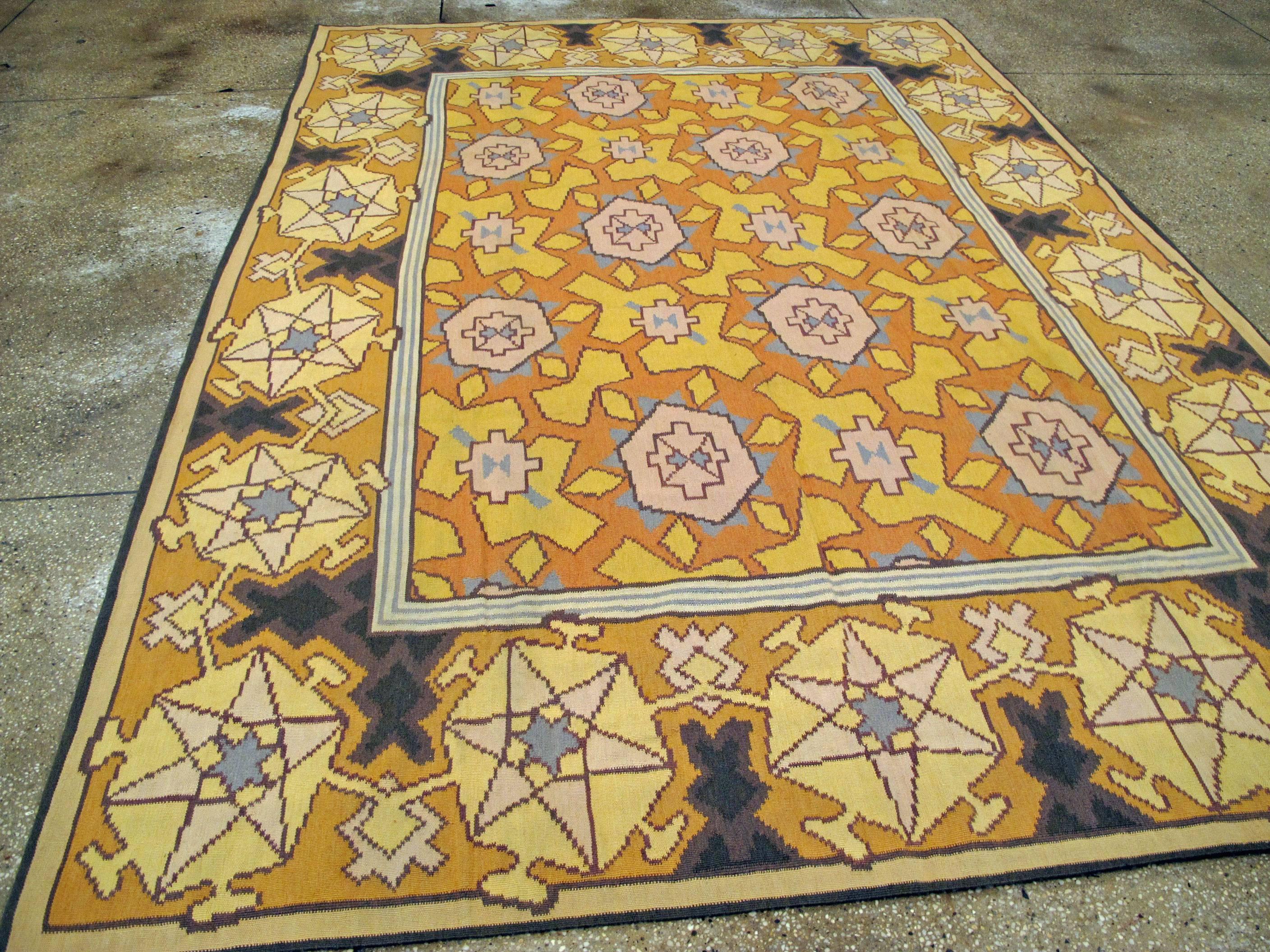 Hand-Woven Vintage French Aubusson Rug