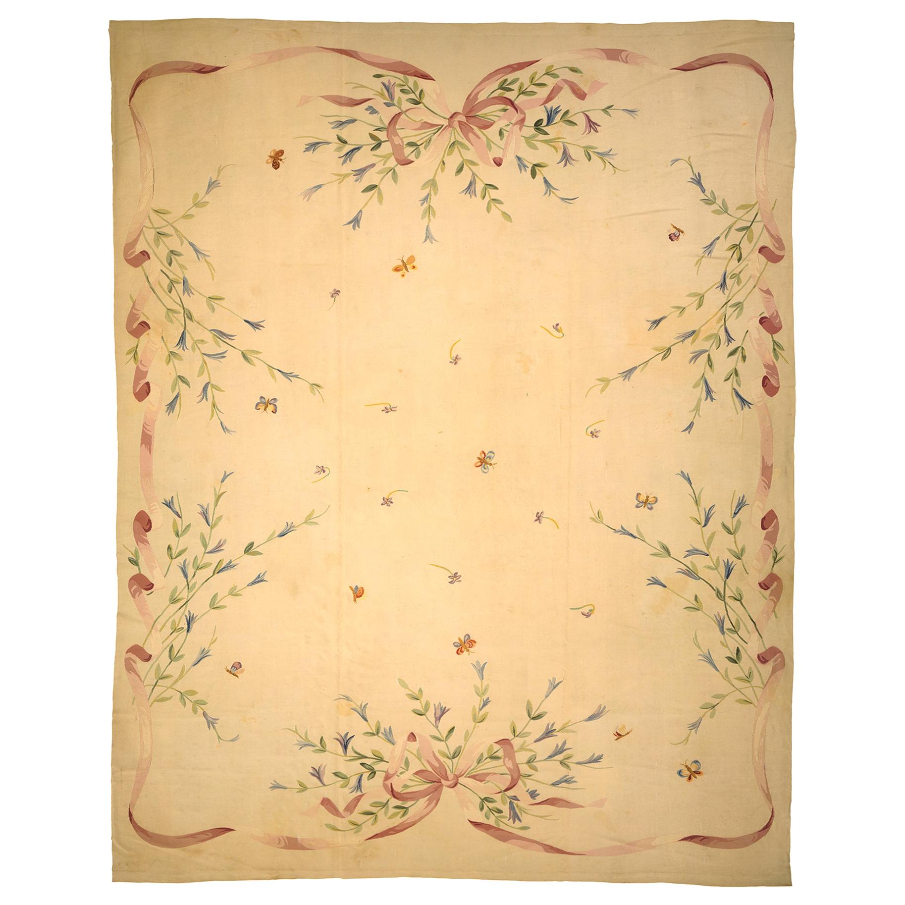 Vintage French Aubusson Rug For Sale