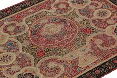 Vintage French Aubusson Rug in Beige with Geometric Medallions - Rug & Kilim