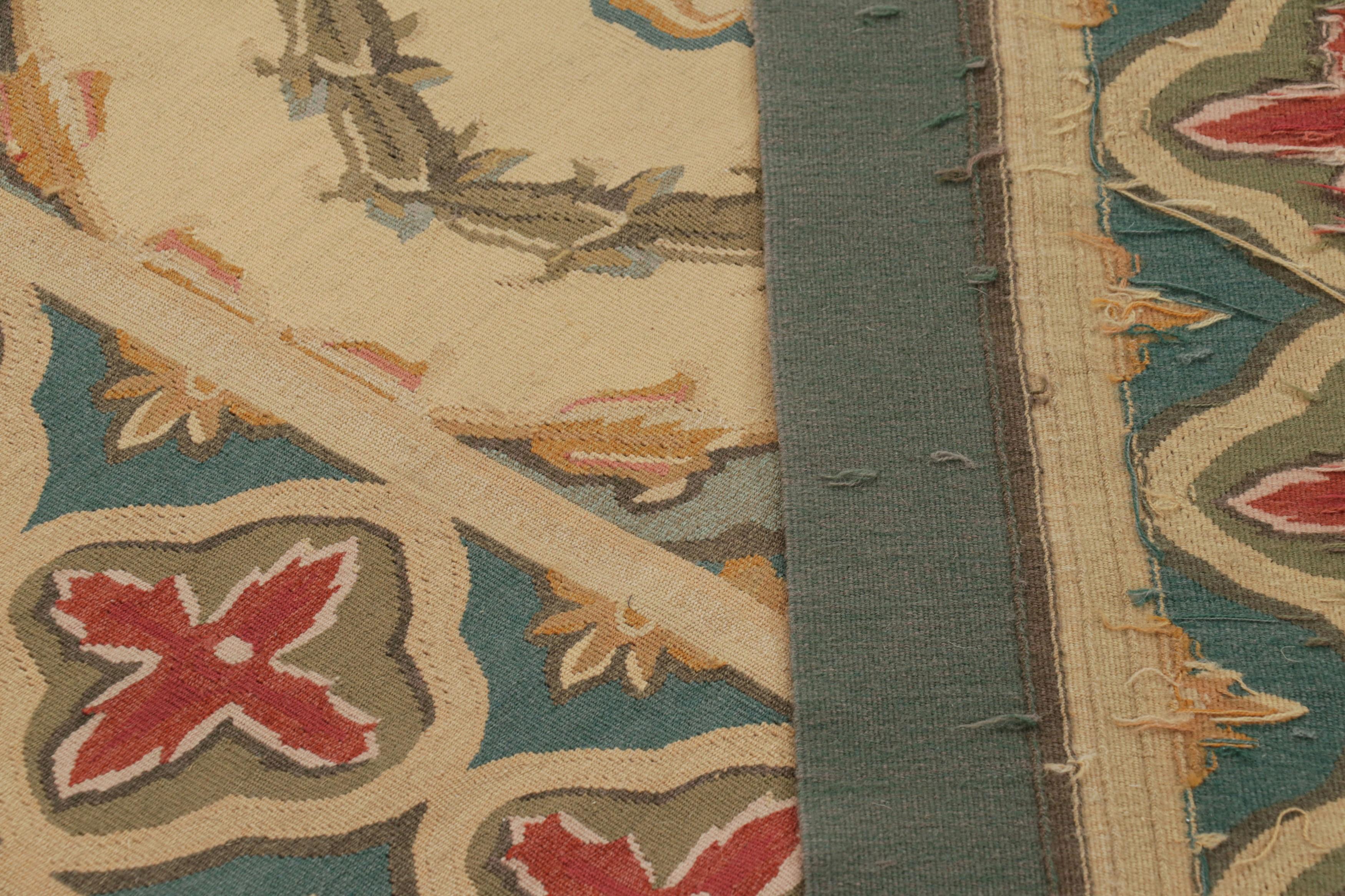 Französischer Aubusson-Teppich in Beige mit geometrischen Medaillons - Rug & Kilim im Angebot 2