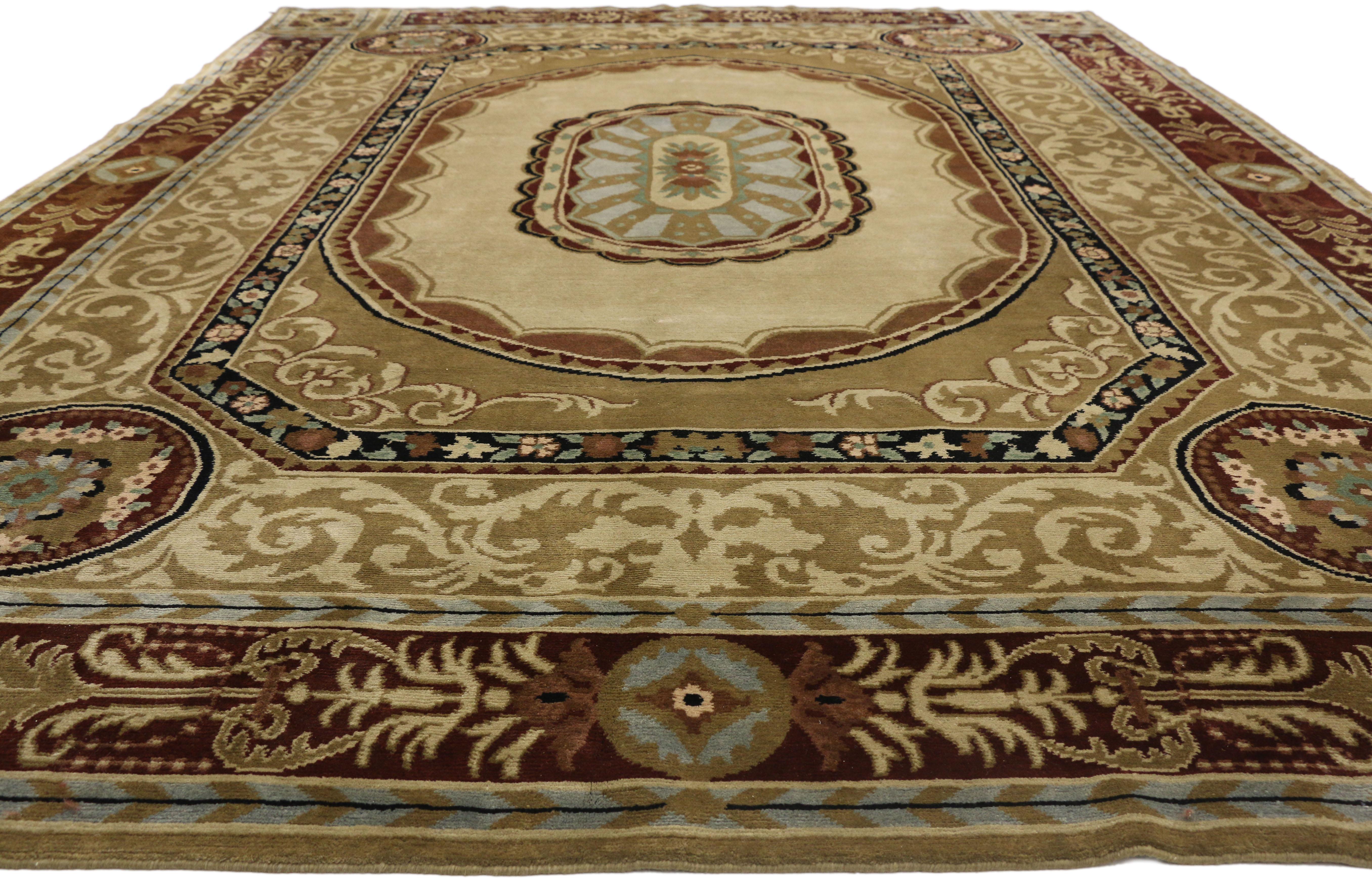 Tibétain Tapis d'Aubusson Savonnerie français vintage avec style Louis XV royal en vente