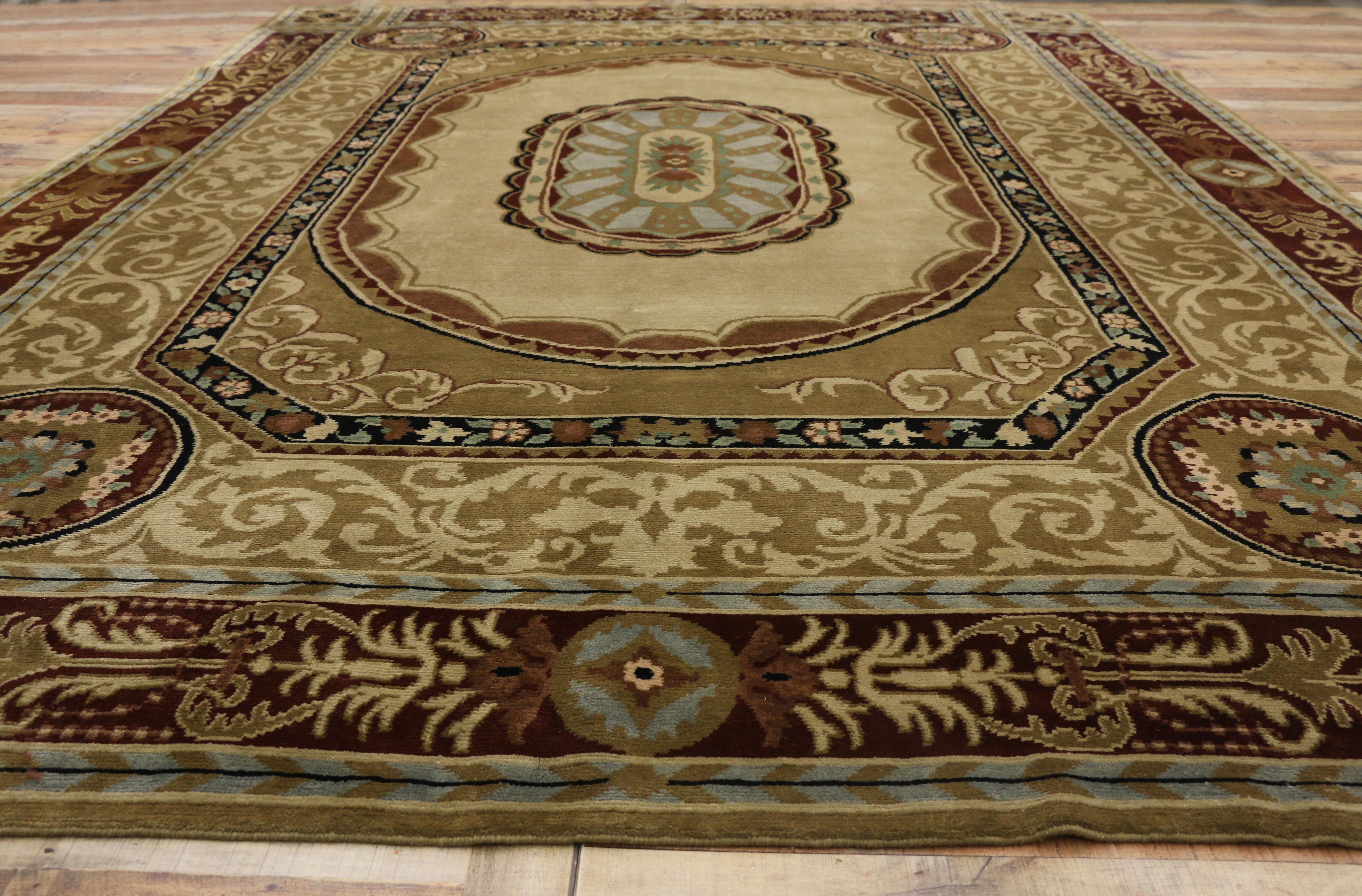 20th Century Vintage French Aubusson Savonnerie Design Area Rug with Regal Louis XV Style For Sale