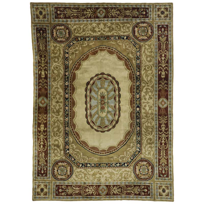Vintage French Aubusson Rug with Romantic Rococo Style For Sale at ...